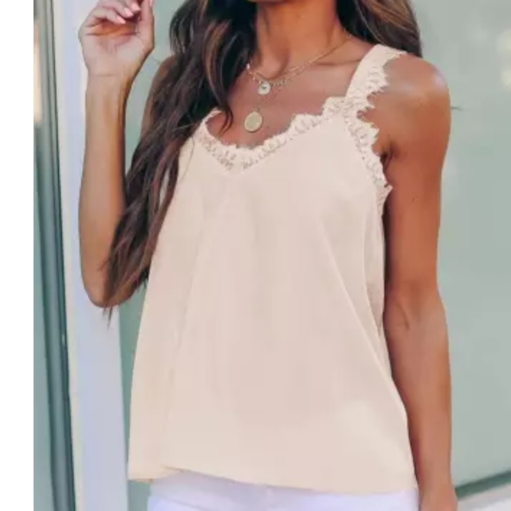 PALE Pink Boho Lace Silky Soft Cami NWT - Picture 4 of 6